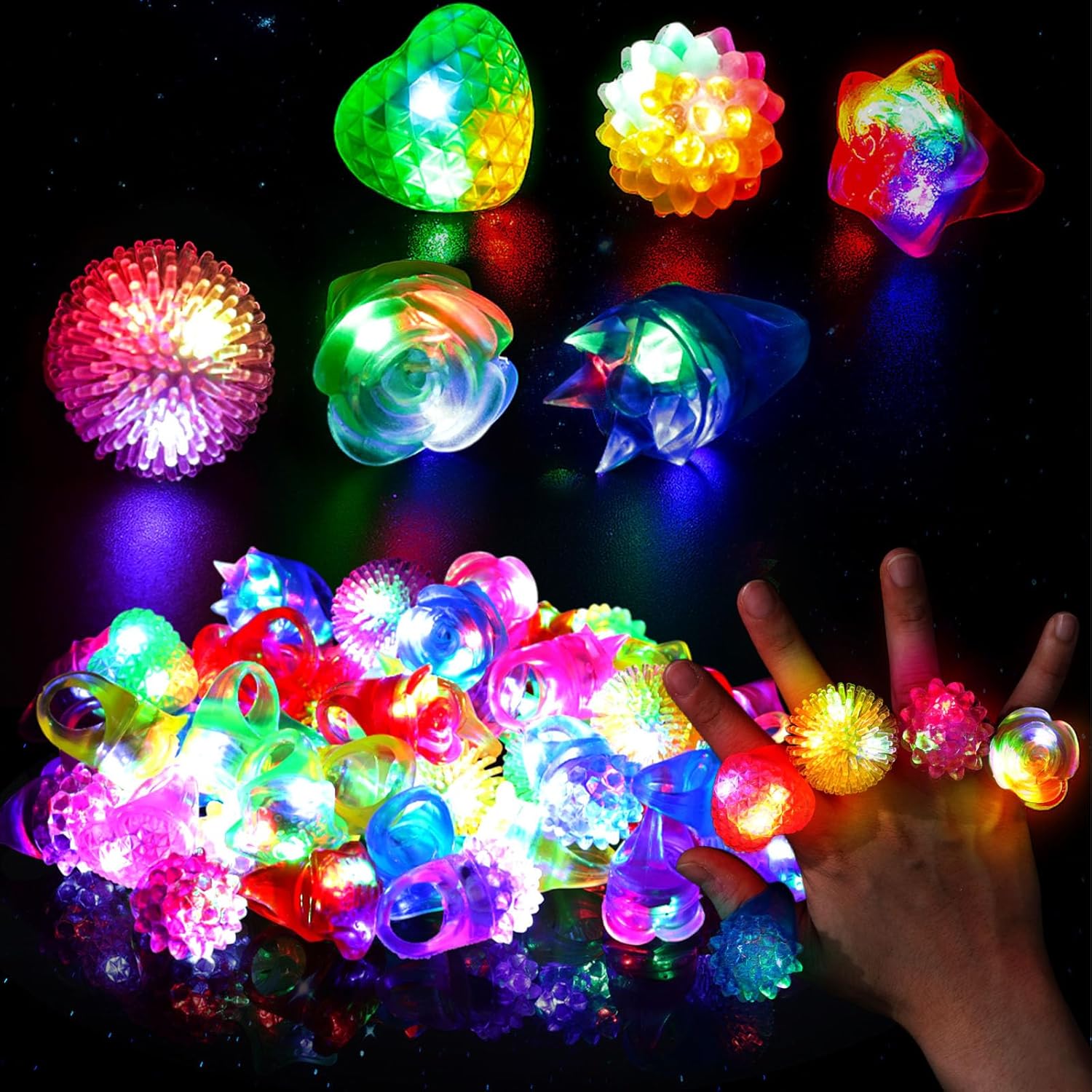 Led Ring Light 18 - แหวนเจลลี่เรืองแสง LED 10 ชิ้น แหวนเรืองแสงในที่มืด สำหรับเด็กและผู้ใหญ่