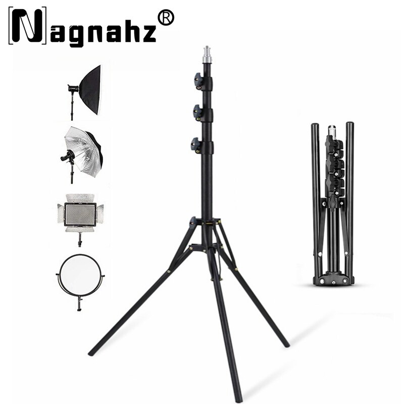 Photography Lighting With Flash - Nagnahz 78 ''ขาตั้งกล้อง, ขาตั้งกล้องอลูมิเนียมอัลลอยด์พับได้พกพาได้ขาตั้งแฟลชเมาท์