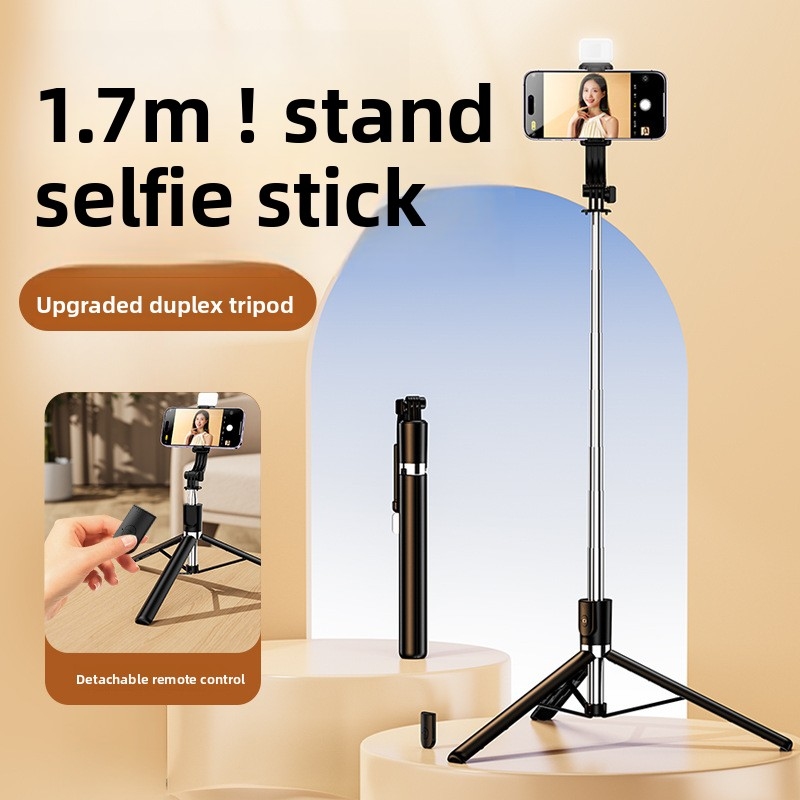 Photography Lighting Stick - ไม้เซลฟี่แบบยืดหดได้ 1 เมตร พร้อมขาตั้งกล้อง รีโมทบลูทูธ ไฟ