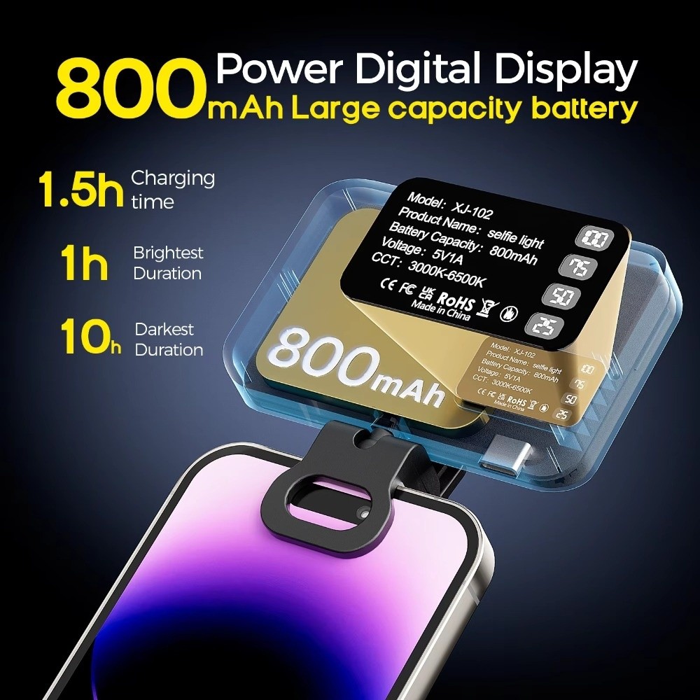 Photography Lighting With Flash - ไฟเซลฟี่ LED 800/1000mAh 3 โหมด ชาร์จ