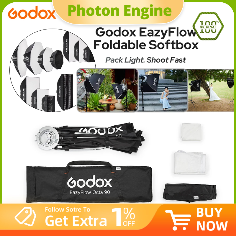 Photography Lighting With Flash - ซอฟต์บ็อกซ์พับได้ Godox EazyFlow series แบบ Bowens