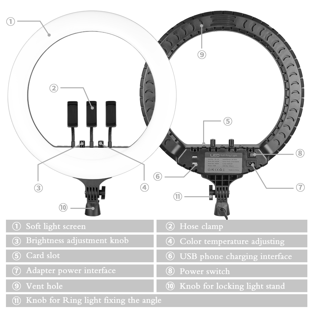 ไฟวงแหวน LED ขนาด 18 นิ้ว พร้อ - Led Ring Light 18 บทวิจารณ์และราคา
