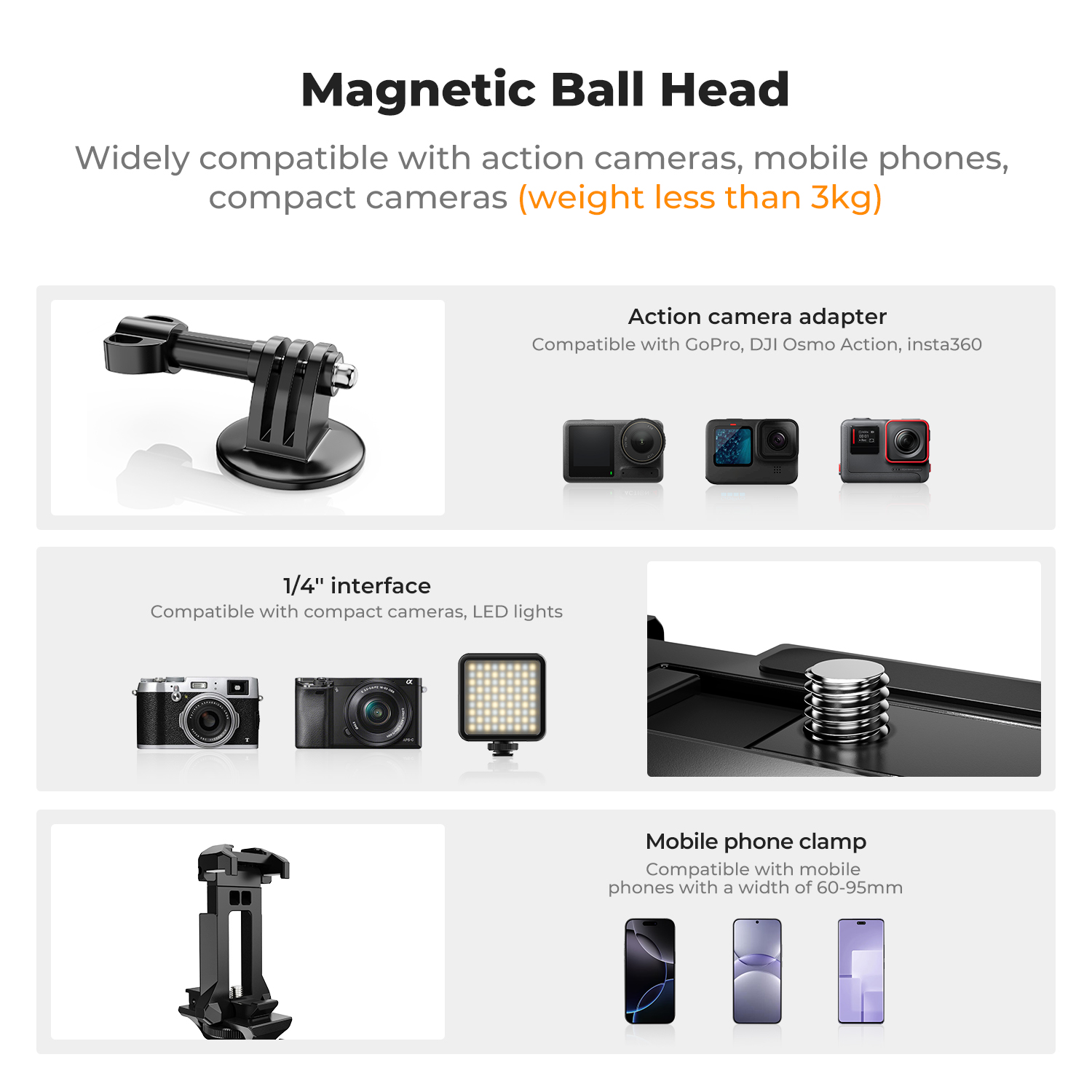 K&F CONCEPT แท่นยึดกล้องแม่เหล - Gopro Action Camera Hero 12 Black บทวิจารณ์และราคา